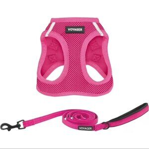 Voyager Dog Harness + Matching Leash – Fuchsia (Size Small)
